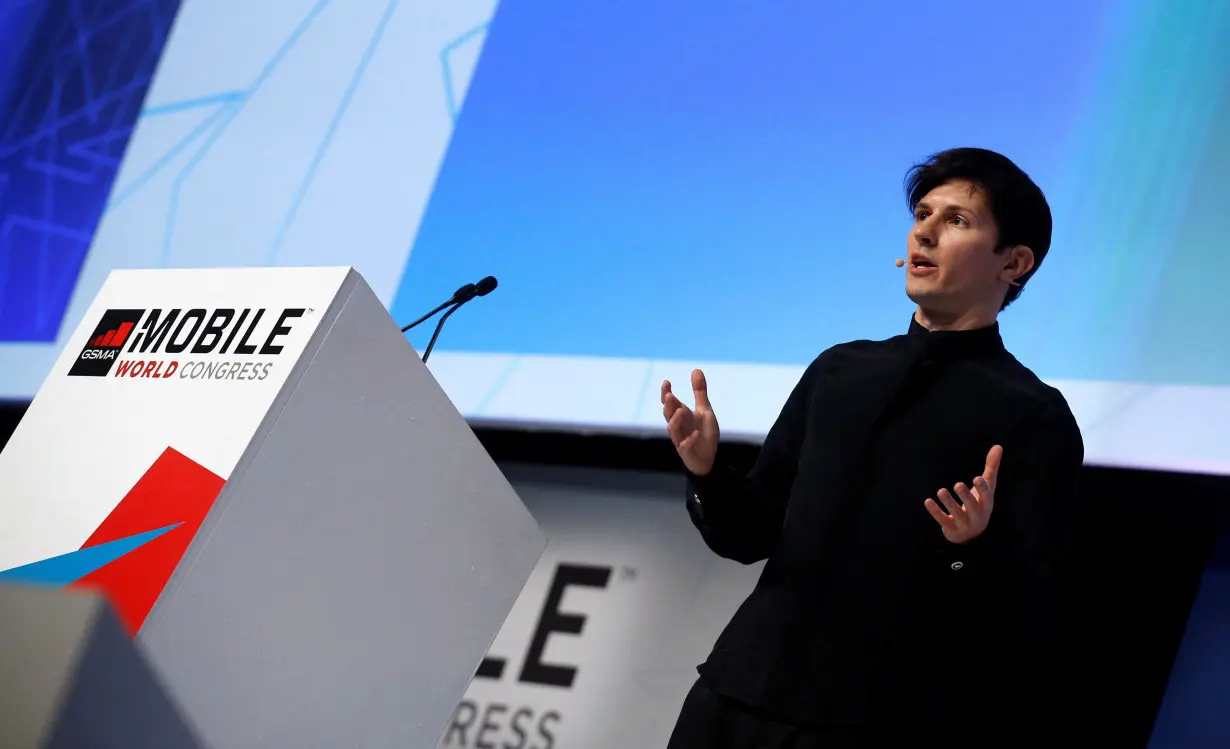 FILE PHOTO: Founder and CEO of Telegram Pavel Durov delivers a keynote speech during the Mobile World Congress in Barcelona