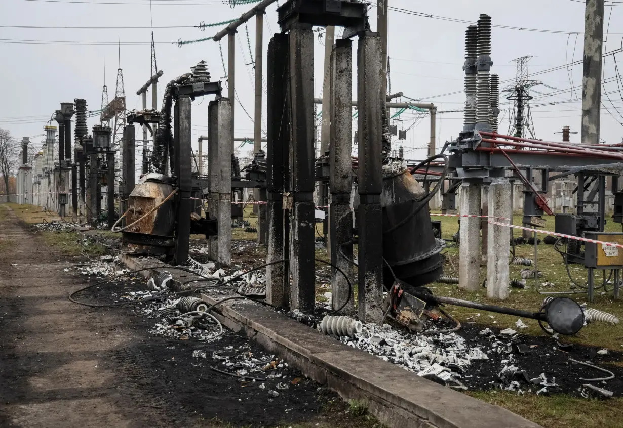 FILE PHOTO: View shows a high-voltage substation of Ukrenergo damaged by a Russian military strike in central Ukraine