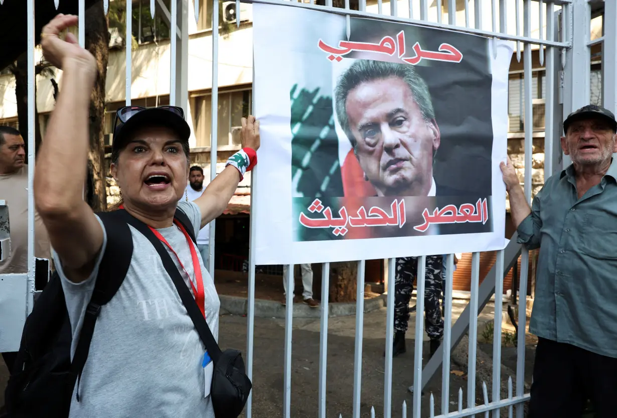 Protest in support of the arrest of former Lebanese central bank chief Riad Salameh