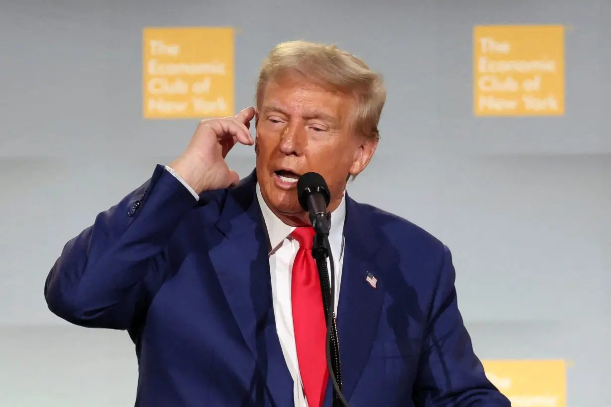 Republican presidential nominee and former U.S. President Trump addresses the Economic Club of New York in New York City