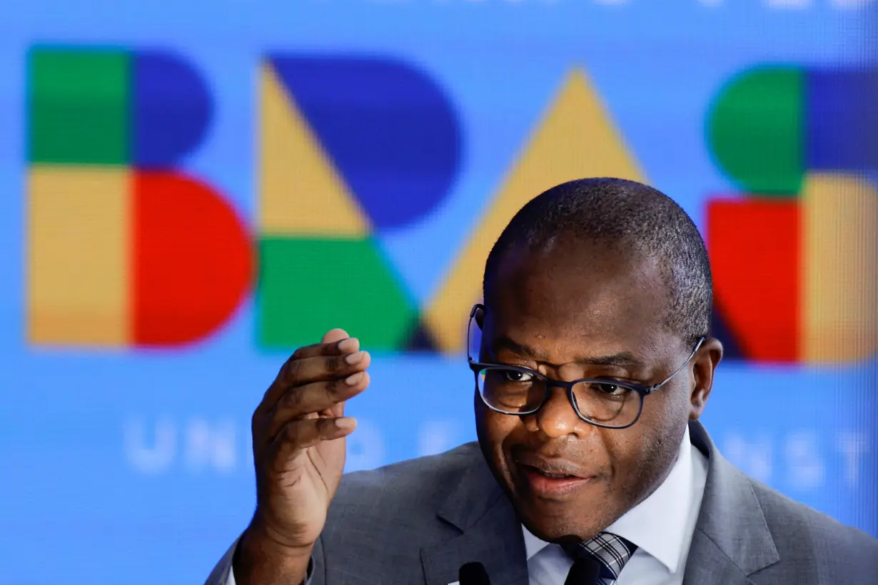 Brazil's Minister of Human Rights Silvio Almeida gestures during the launch of the Living Without Limits Program, a set of actions for the dignity and promotion of the rights of people with disabilities, in Brasilia