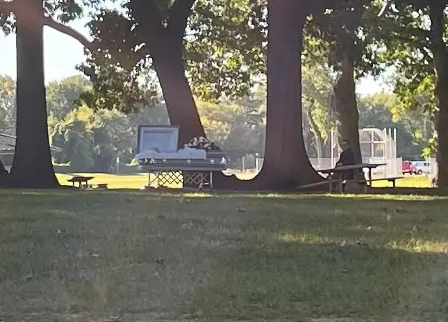 97-year-old woman's body displayed in open casket at public park, police now investigating