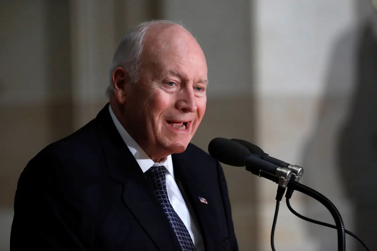 Former Vice President Dick Cheney speaks at a memorial for former House Minority Leader Bob Michel at the Capitol Building