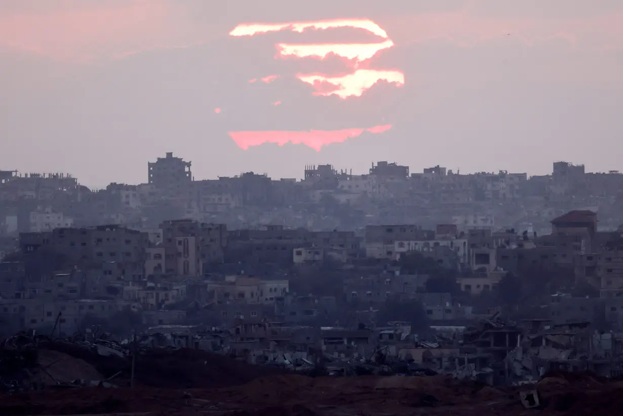 A view of Gaza during sunset, amid the Israel-Hamas conflict