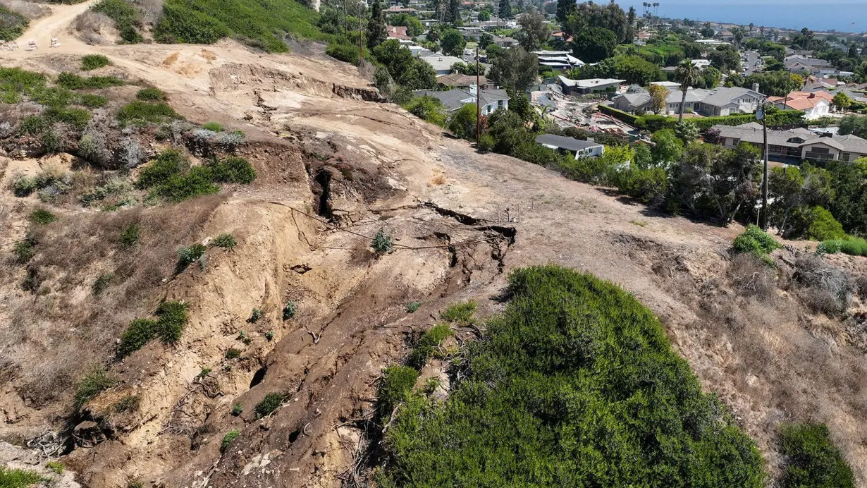 The Seaview neighbourhood located in Portuguese Bend continues to suffer damage from continuing landslides, in Rancho Palos Verdes, CA, on September 3.