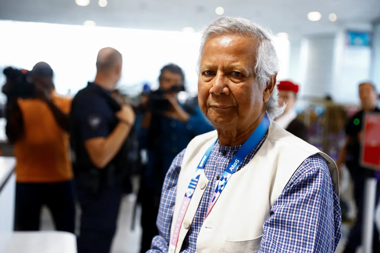 Nobel laureate Muhammad Yunus arrives at Paris Charles de Gaulle airport in Roissy-en-France