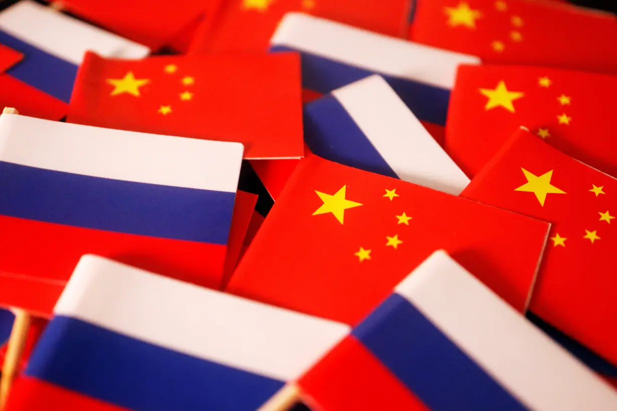 Illustration picture of China and Russia flags