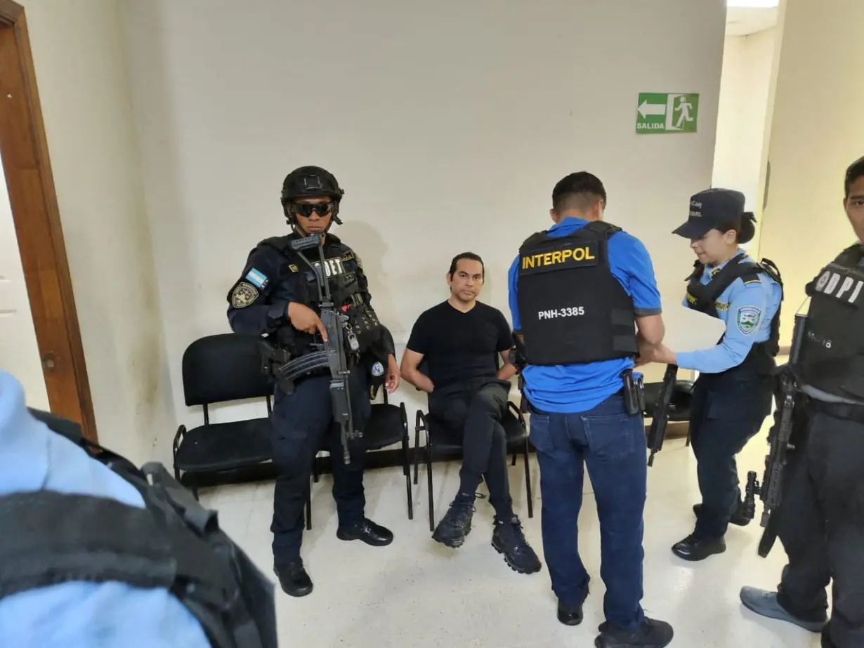 Salvadoran Manuel Coto Barrientos accused of money laundering in his country, is detained by Honduran authorities, in Choluteca