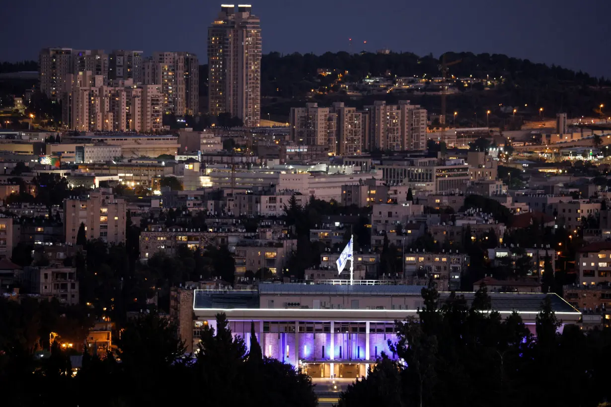 A general view shows the Knesset, Israel's parliament on a day of demonstrations and a parliament vote on a contested bill that limits Supreme Court powers to void some government decisions, in Jerusalem