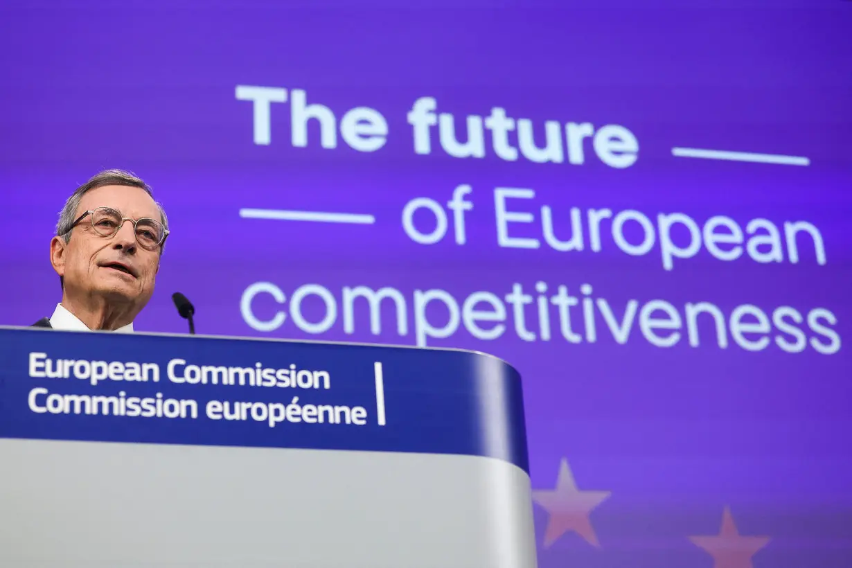 Former European Central Bank chief Draghi presents report on EU competitiveness, in Brussels