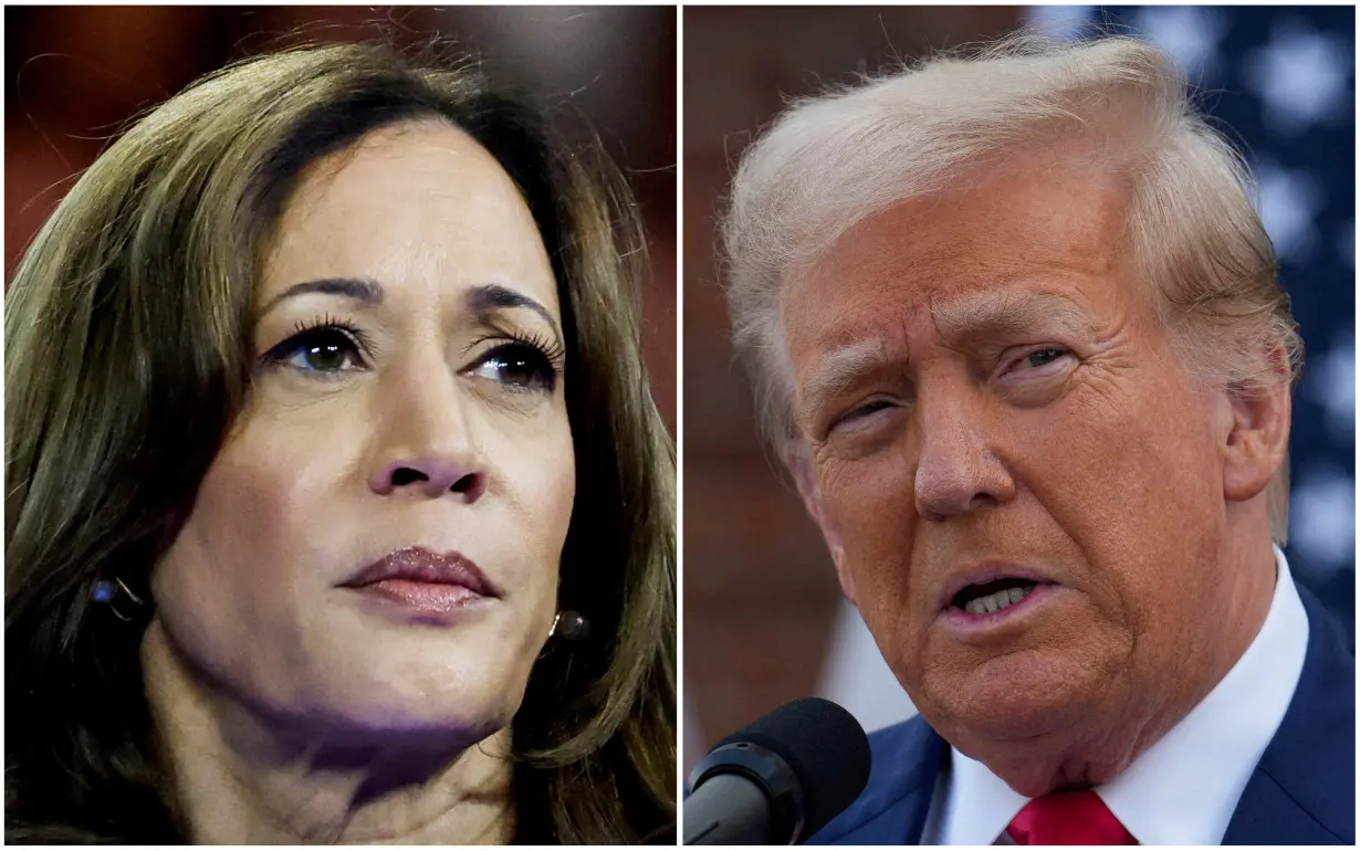 FILE PHOTO: U.S. Vice President Kamala Harris and former U.S. President Donald Trump in combo photograph