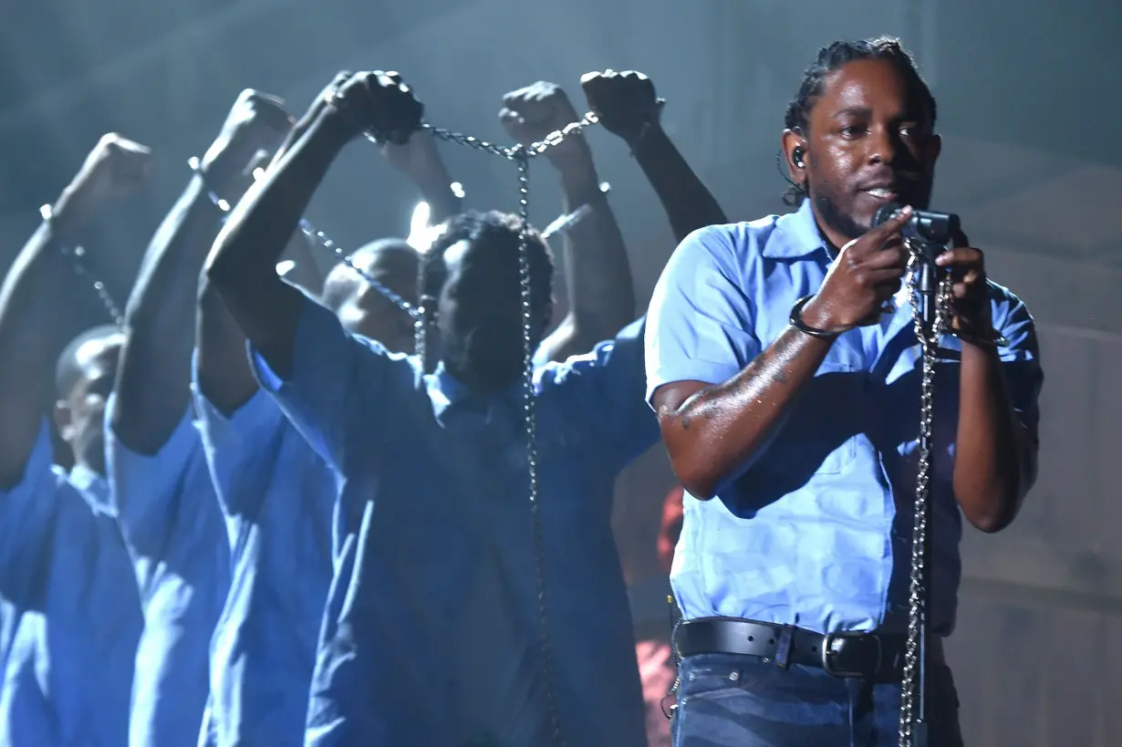 Kendrick Lamar performing at the Grammy Awards in 2016.