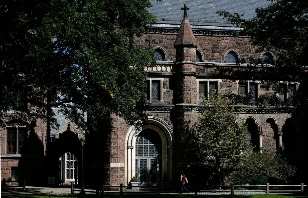 Students walk on the campus of Yale University in New Haven, Connecticu