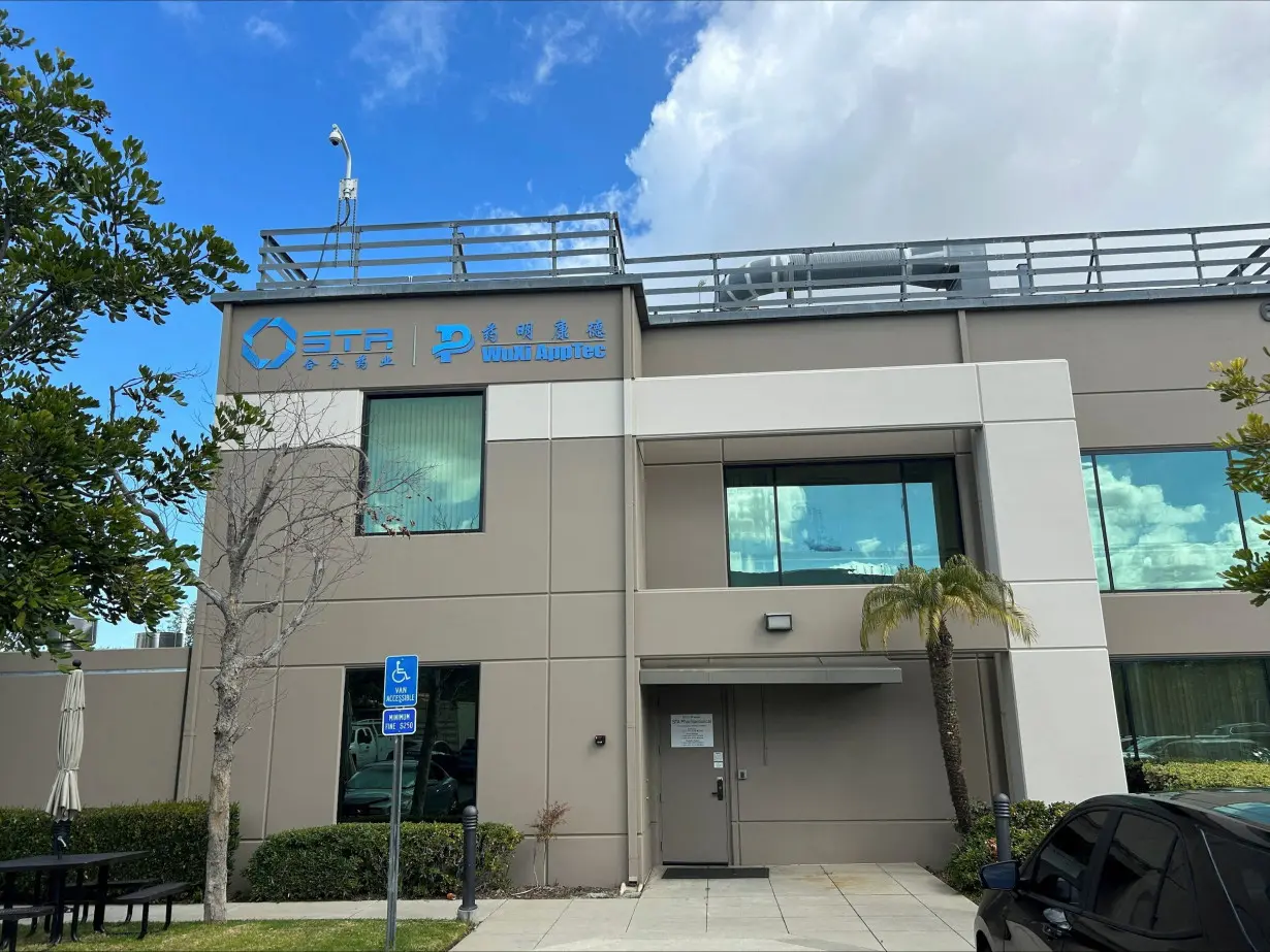 A sign outside a Wuxi AppTec facility is pictured, in San Diego