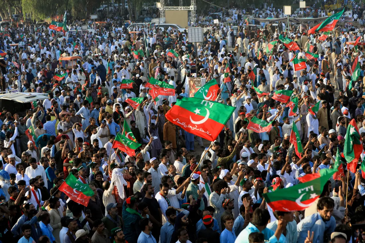 FILE PHOTO: Supporters of jailed former Pakistani PM Khan attend a rally in Islamabad