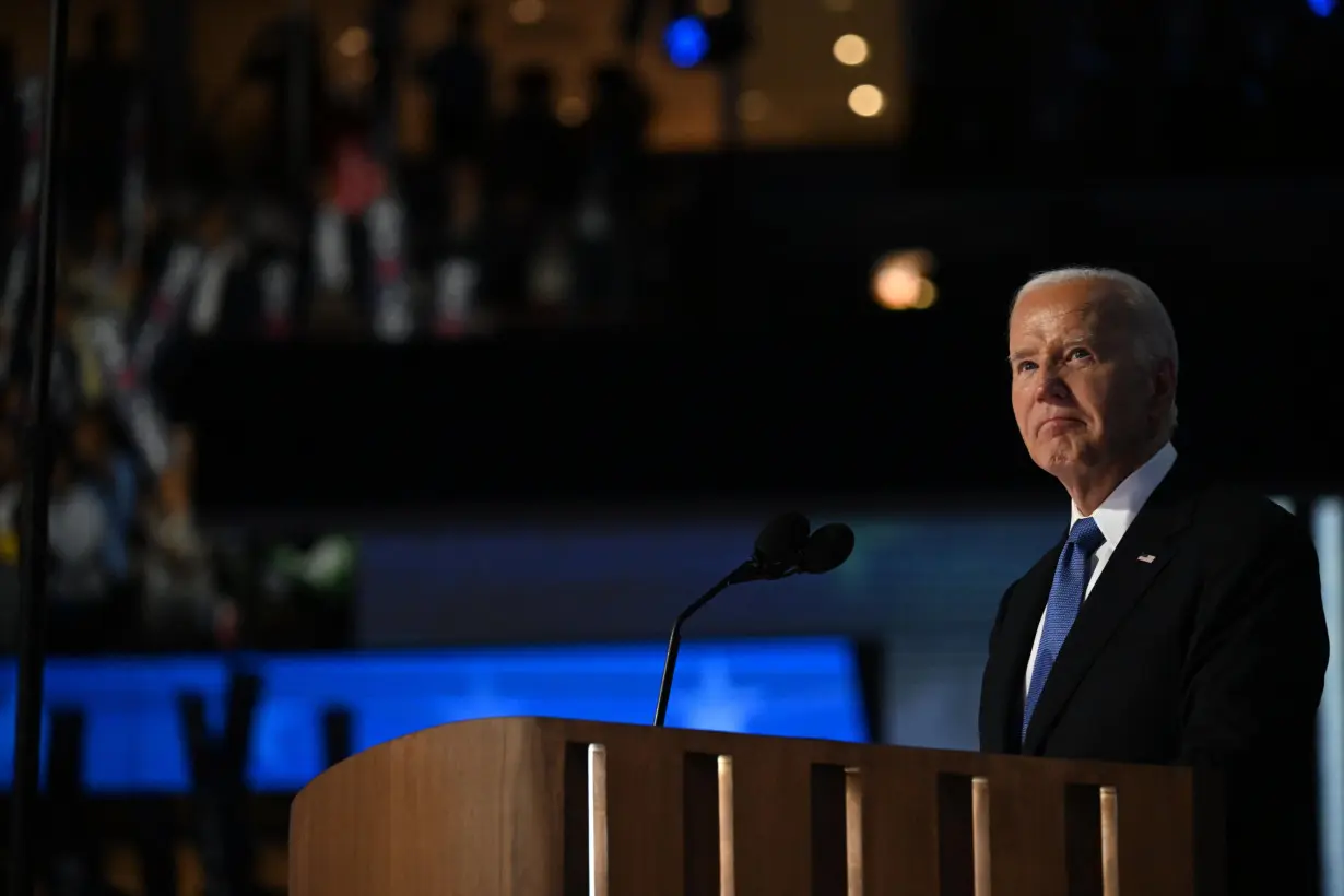 President Joe Biden speaks at the Democratic National Convention in Chicago on August 19.