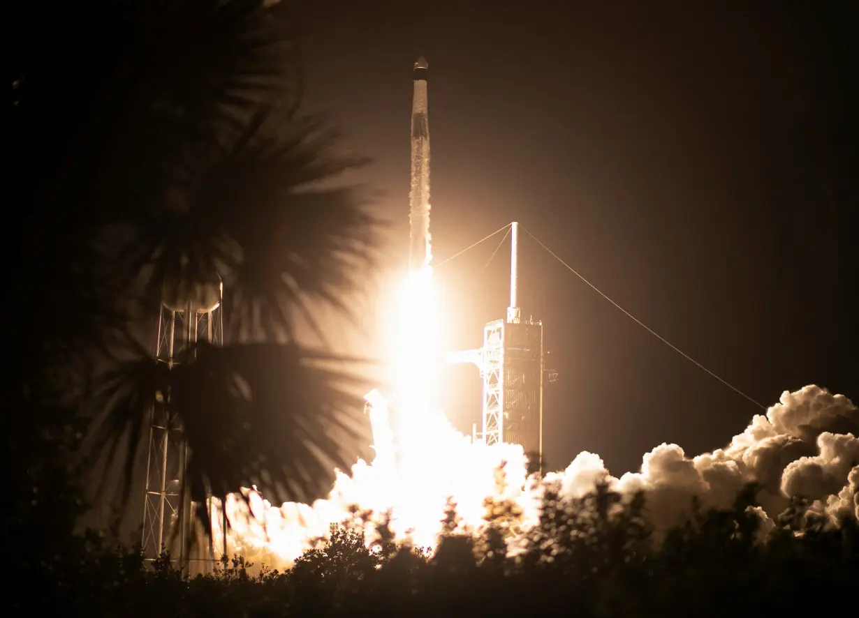 A SpaceX Falcon 9 rocket lifts off with Polaris Dawn, a private human spaceflight mission, in Cape Canaveral