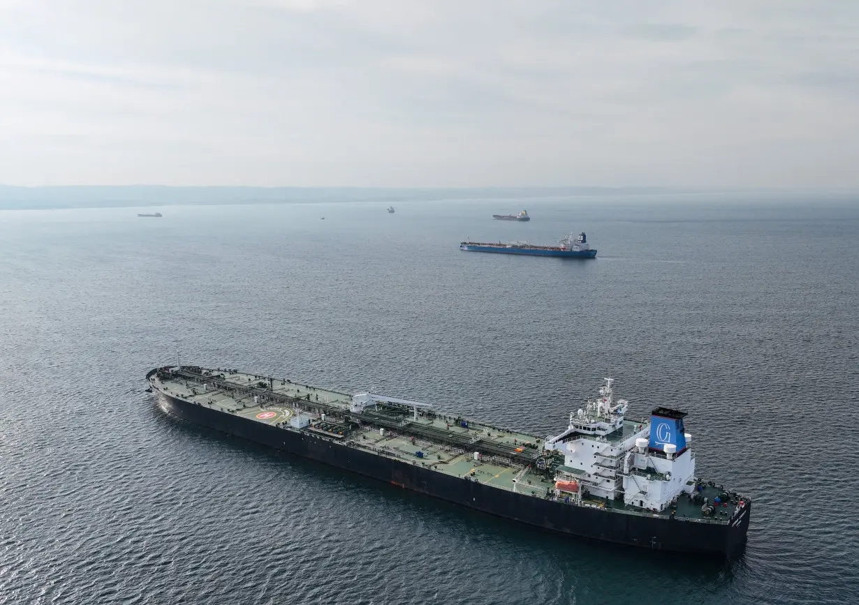 Oil tankers wait at anchorage in the Black Sea off Kilyos near Istanbul