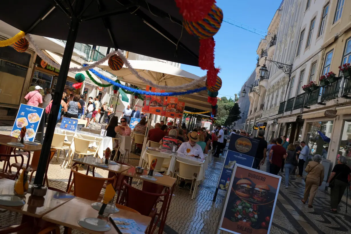 View of a restaurant's terraces in Lisbon