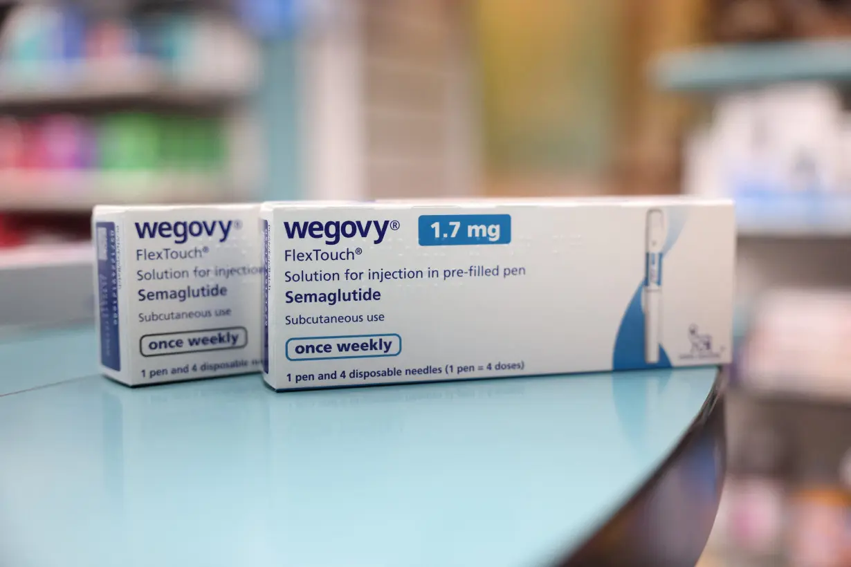 FILE PHOTO: Boxes of Wegovy made by Novo Nordisk are seen at a pharmacy in London