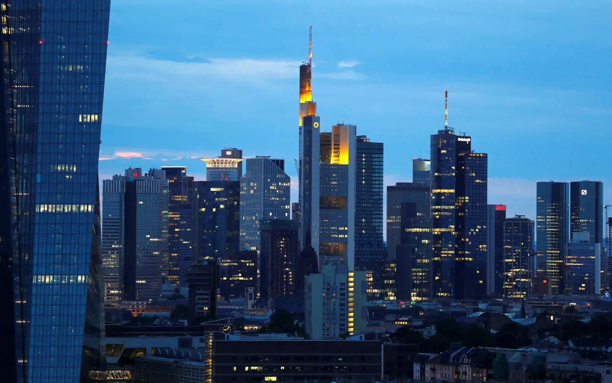 FILE PHOTO: The skyline with its banking district is photographed in Frankfurt