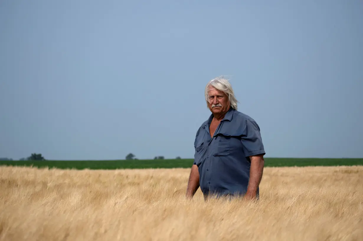 Don Nygaard poses for a photo at his barley farm a few weeks before harvest, in Sharon, North Dakota