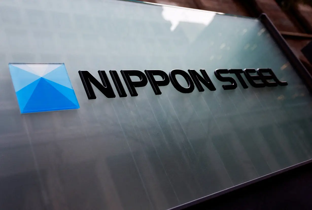 FILE PHOTO: Nippon Steel logo is displayed at the company's headquarters in Tokyo