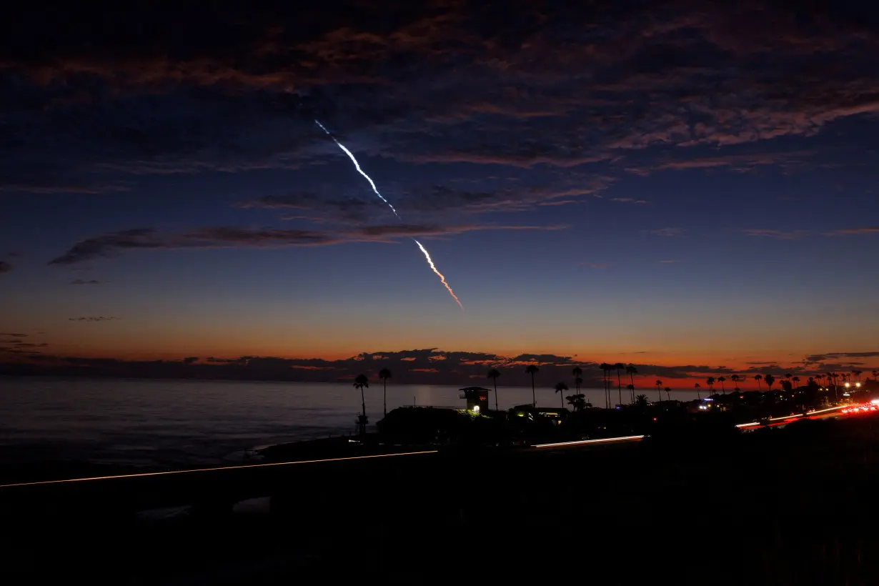 FILE PHOTO: SpaceX twilight launch from California