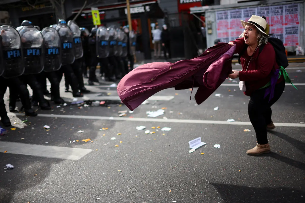 Protest against Argentina's President Milei's decision to veto a pension reform, in Buenos Aires