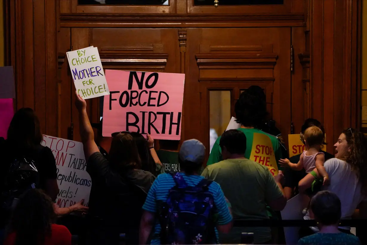 FILE PHOTO: Protests during a special session debating on banning abortion, in Indianapolis