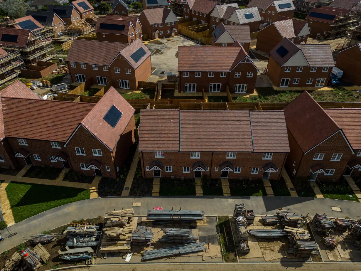 FILE PHOTO: A drone view shows construction work taking place on new homes