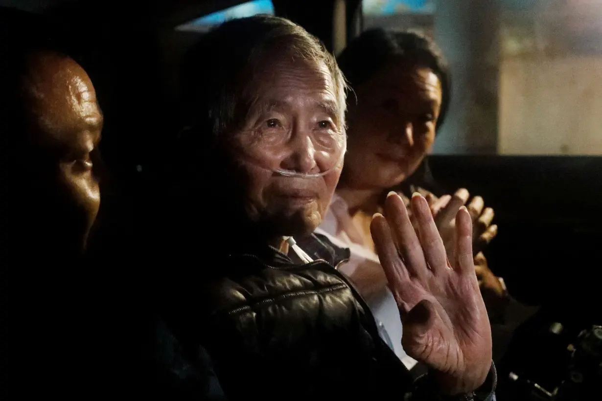 Former president of Peru, Alberto Fujimori, leaves the Barbadillo prison after being released on December 6, 2023 in Lima, Peru.