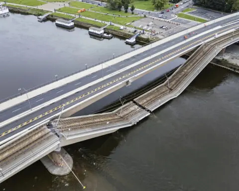 A partial bridge collapse in eastern Germany disrupts traffic. No one was injured