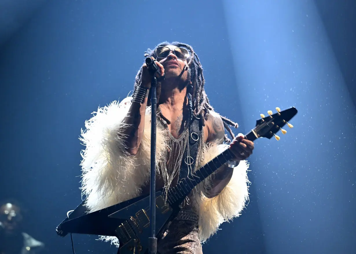 Lenny Kravitz performs on stage during the 2024 MTV Video Music Awards in New York on Wednesday.