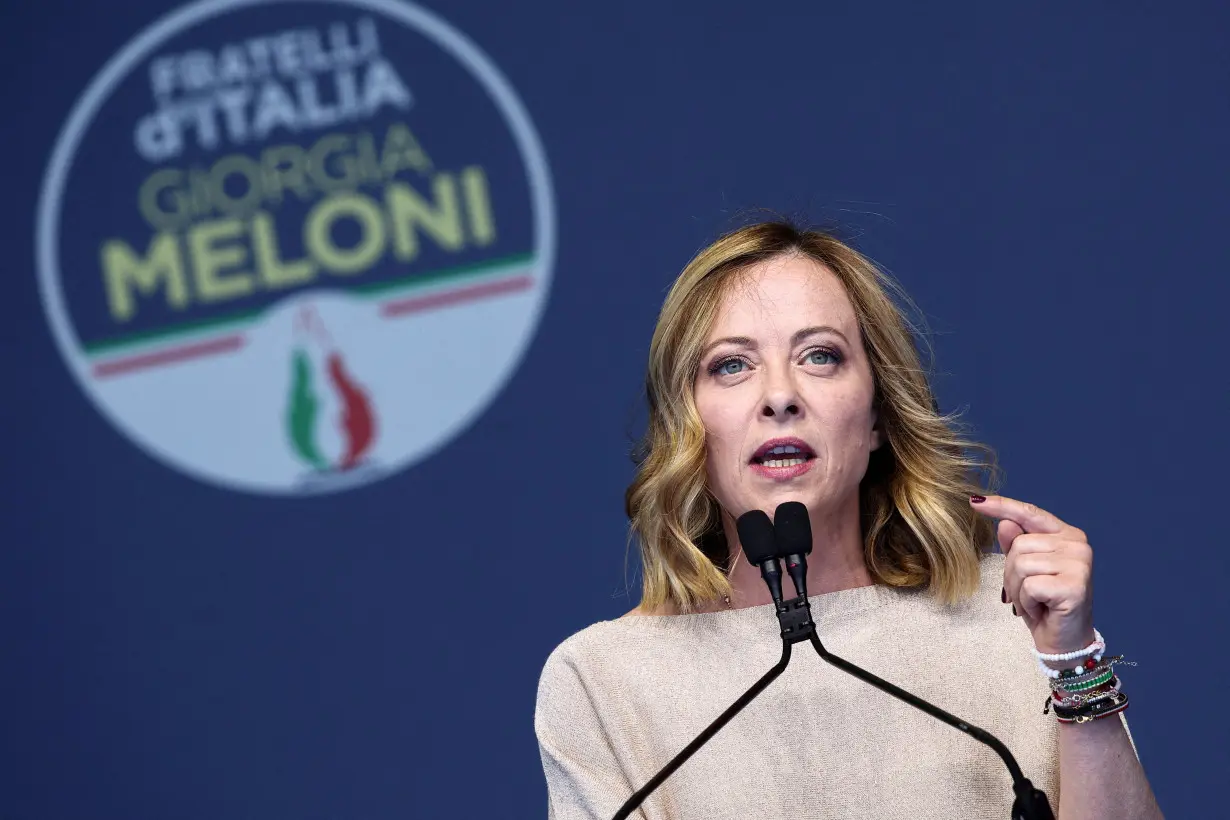 FILE PHOTO: Italian Prime Minister Giorgia Meloni holds final rally for European Parliament Elections in Rome