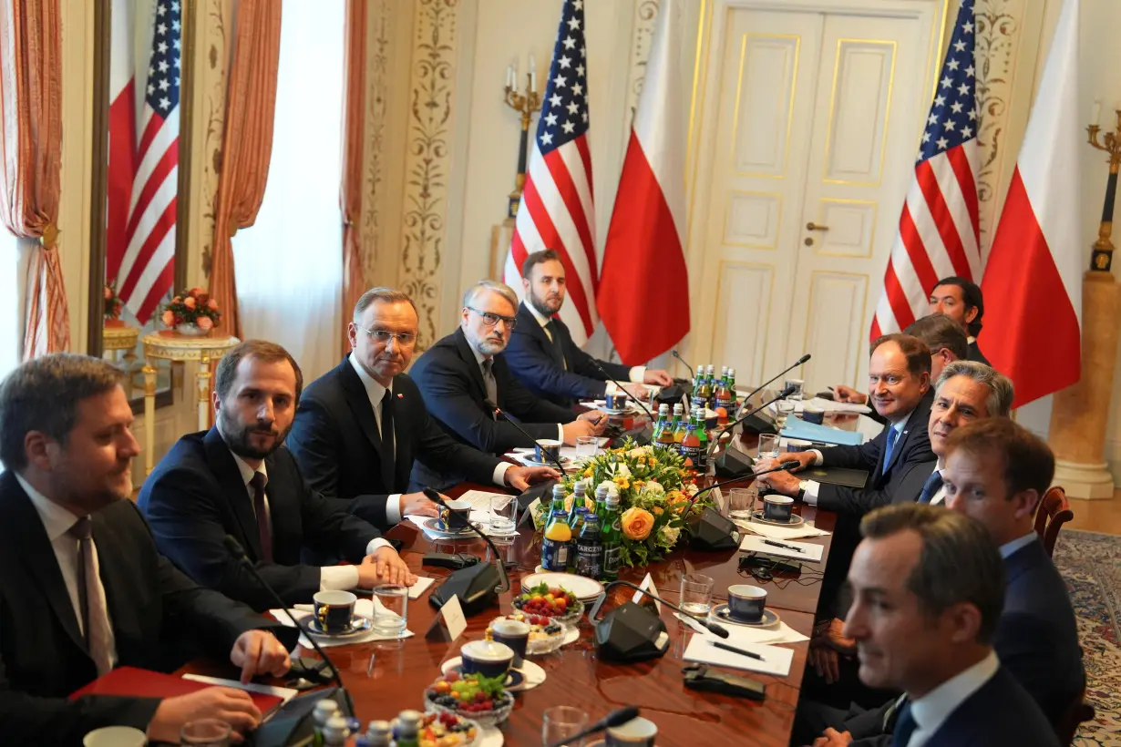 U.S. Secretary of State Blinken meets Polish President Andrzej Duda during a visit in Warsaw