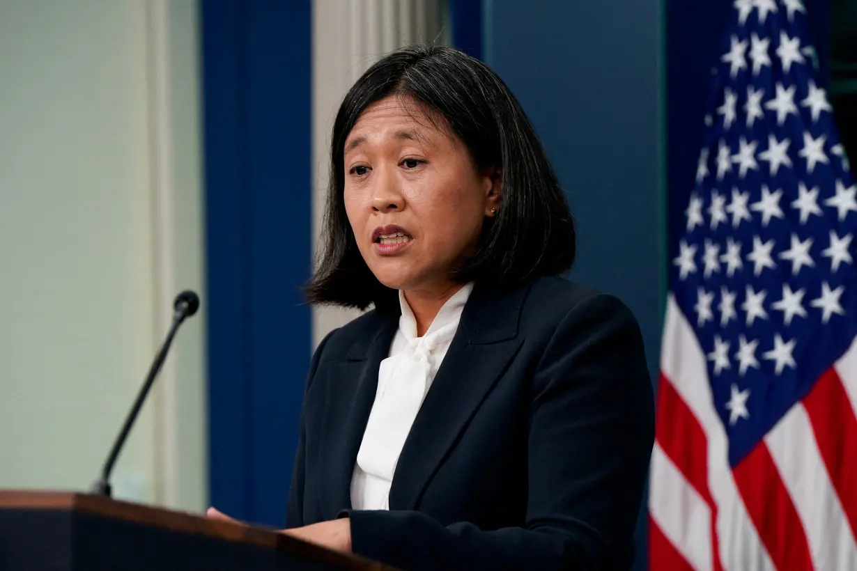 FILE PHOTO: U.S. Trade Representative Katherine Tai speaks during a press briefing in Washington