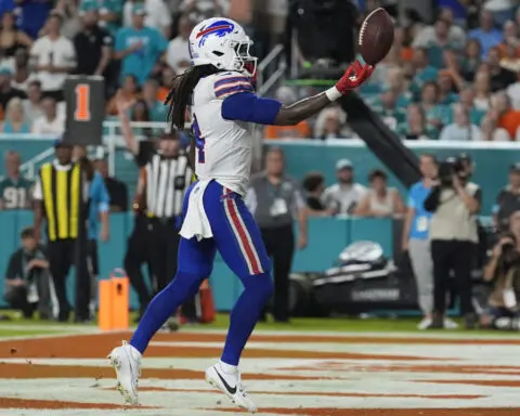 Cook scores 3 TDs to help Bills rout Dolphins 31-10, Tagovailoa leaves with concussion