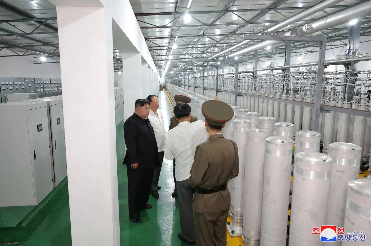 North Korean leader Kim Jong Un tours facilities during a visit to the Nuclear Weapons Institute and the production base of weapon-grade nuclear materials