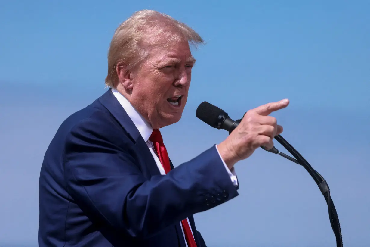 Republican presidential nominee and former U.S. President Donald Trump holds a press conference at Trump National Golf Club, near Los Angeles