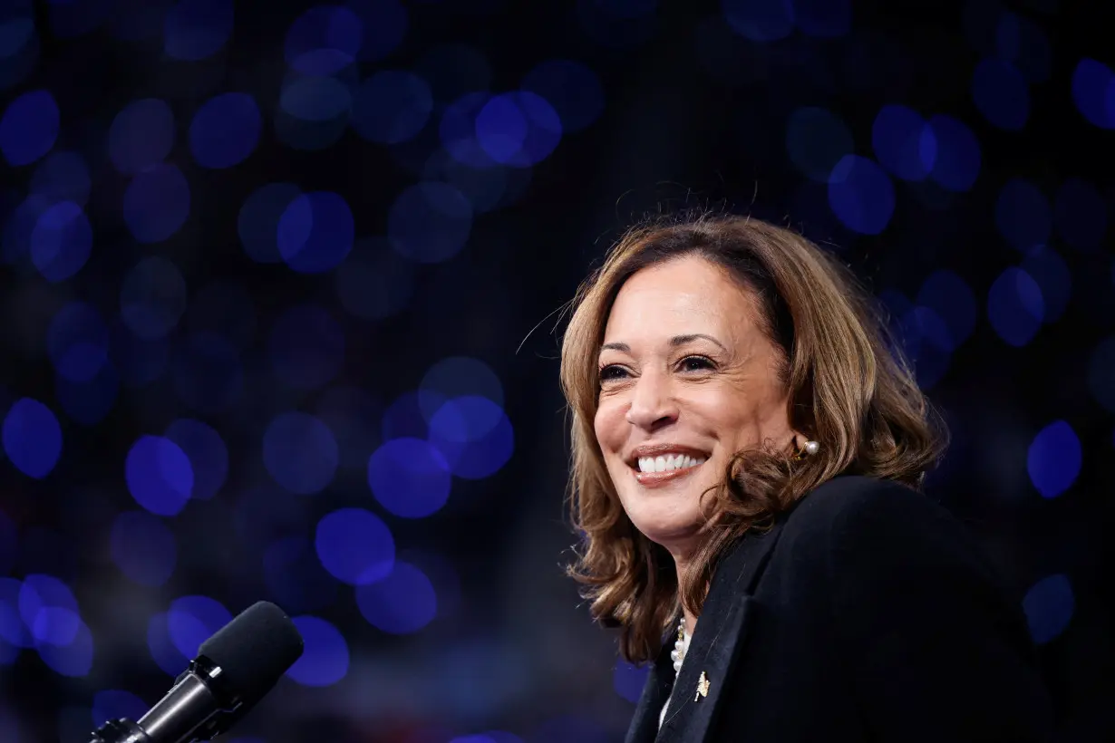 Democratic presidential nominee and U.S. Vice President Kamala Harris holds a campaign rally in Greensboro