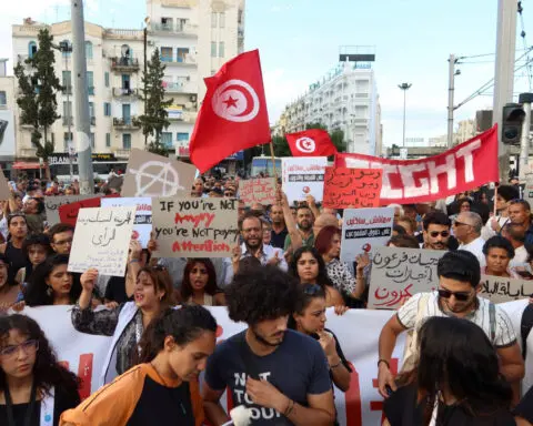 Tunisians protest against president ahead of election