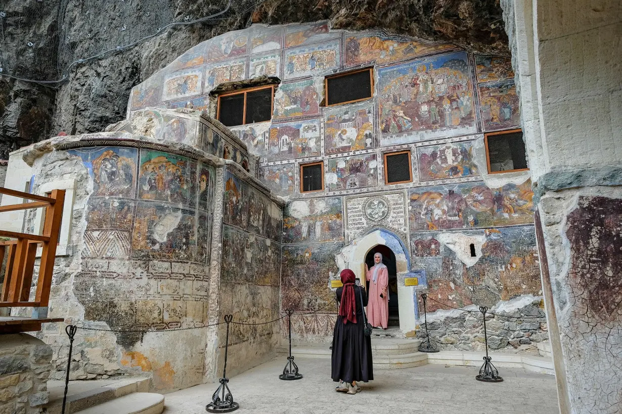 The ancient monastery hanging from the side of a cliff