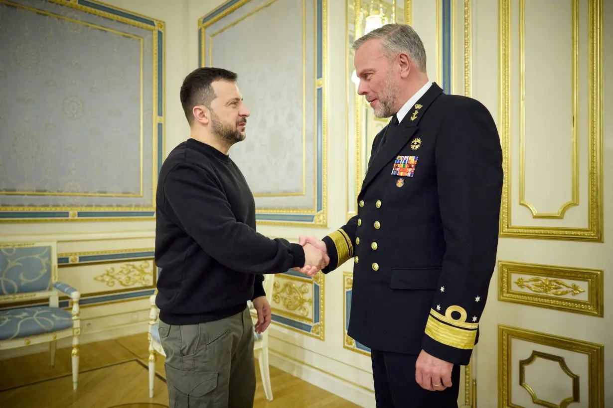 FILE PHOTO: Ukraine's President Zelenskiy meets with Chairman of NATO's military committee, Admiral Bauer in Kyiv