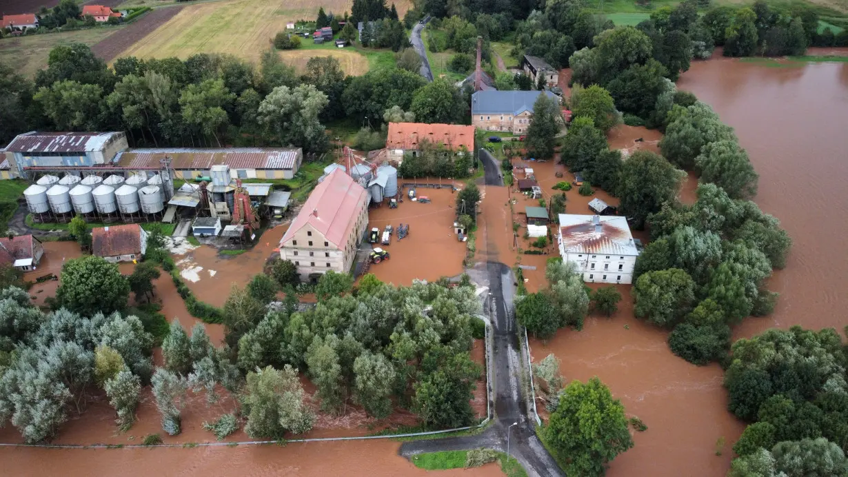 Aftermath of heavy rainfall in Piszkowice