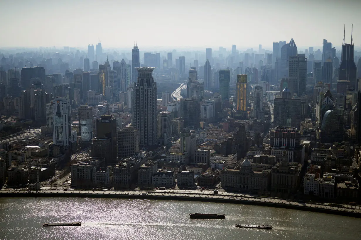 View of the city skyline and Huangpu river in Shanghai