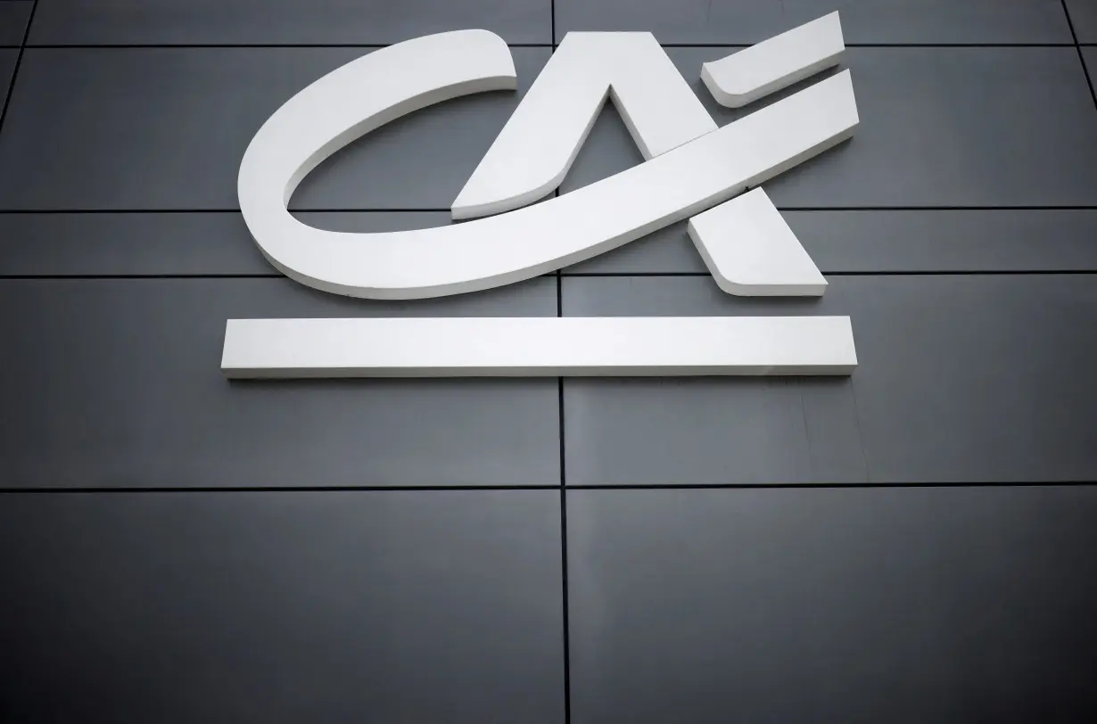 FILE PHOTO: A Credit Agricole logo is seen outside a bank office in Reze near Nantes