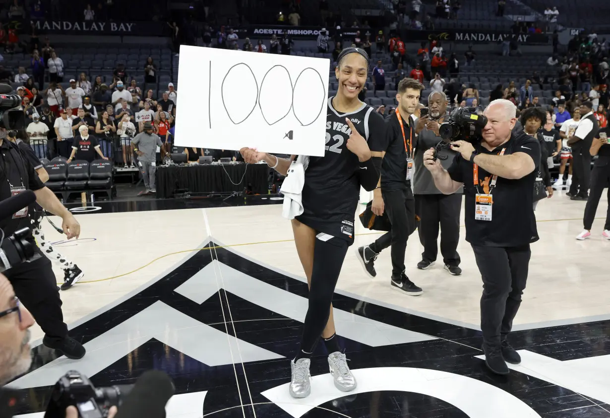 A'ja Wilson becomes 1st WNBA player to reach 1,000 points in a season as Aces top Sun