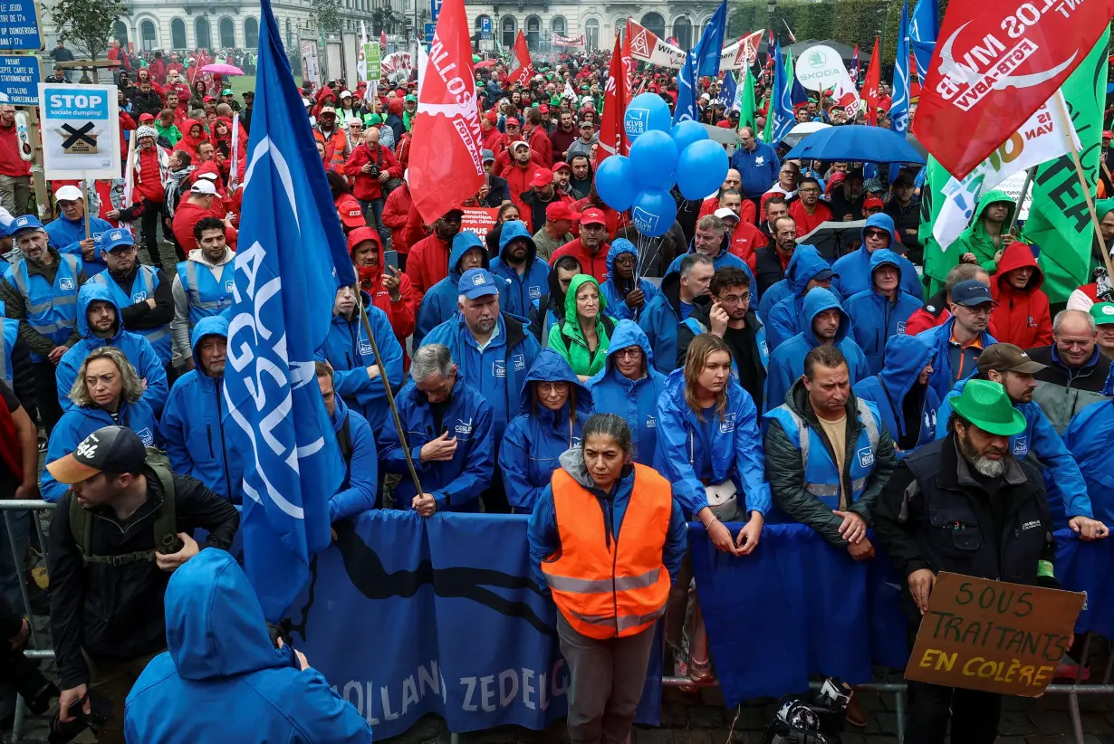 Demonstration in support of Audi workers after Volkswagen warned it may close the Brussels site of its luxury brand Audi