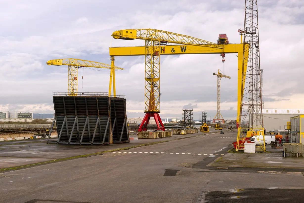 A section of the Harland & Wolff shipyard in Belfast, Northern Ireland, in February 2023.